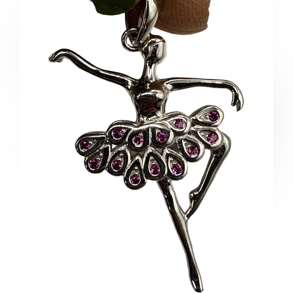 Sterling Silver Ballerina Ruby CZ Pendant 925 Sterling Silver BEAUTIFUL NEW! - Picture 9 of 14